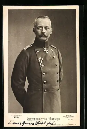 AK Kriegsminister von Falkenhayn in Uniform mit Orden