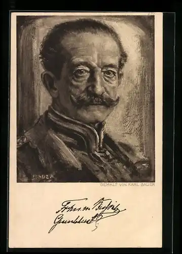 Künstler-AK Freiherr von Bissing, Portrait des Heerführers
