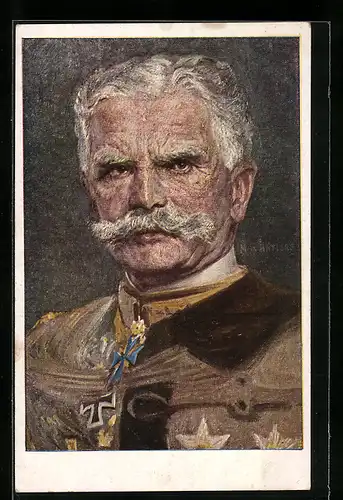 AK Heerführer von Mackensen, Altersportrait in dekorierter Uniform