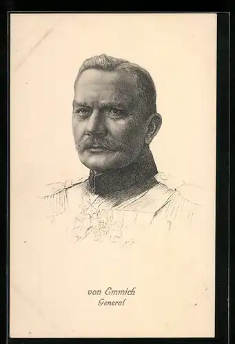 AK Portrait von General vom Emmich mit Pour le Merite und Eisernes Kreuz, Orden
