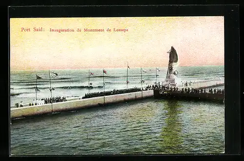 AK Port Said, Inauguration du Monument de Lesseps