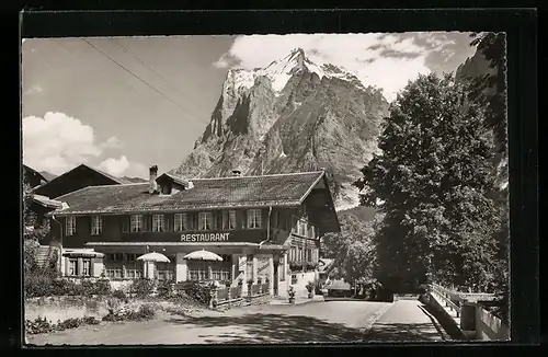 AK Grindelwald, Gasthof zum Steinbock mit Strasse