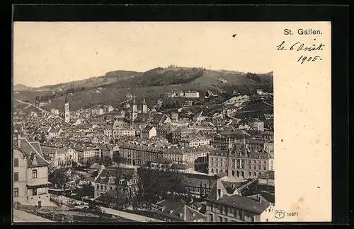 AK St. Gallen, Teilansicht aus der Vogelschau