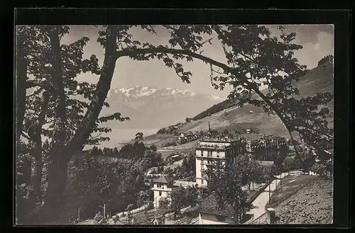 AK Les Avants sur Montreux, Vue générale et les Alpes de Savoie
