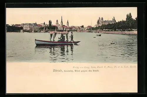 AK Zürich, Blick vom See auf die Stadt