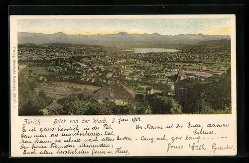 AK Zürich, Blick von der Waid