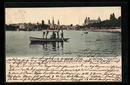 AK Zürich, Blick vom See auf die Stadt