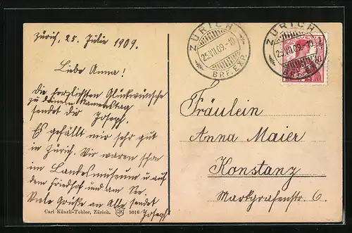 AK Zürich, in den Quaianlagen