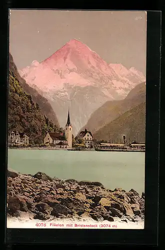 AK Flüelen, Ansicht mit Kirche und Bristenstock