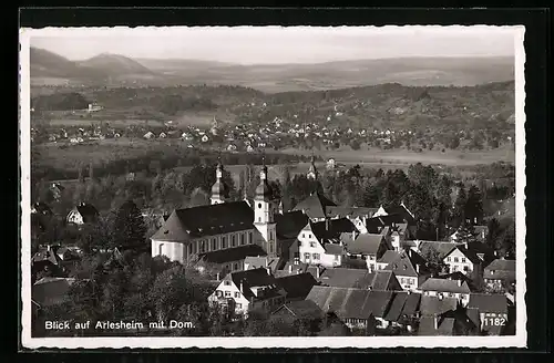 AK Arlesheim, Ortsansicht mit Dom aus der Vogelschau