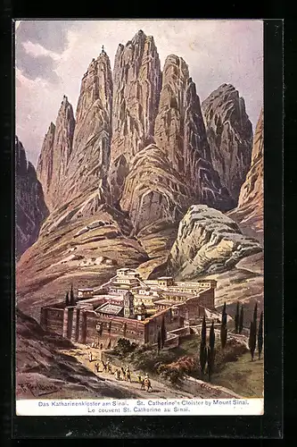 Künstler-AK Friedrich Perlberg: St. Catherine`s Cloister by Mount Sinai