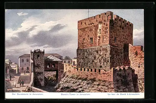 Künstler-AK Friedrich Perlberg: Jerusalem, la tour de David