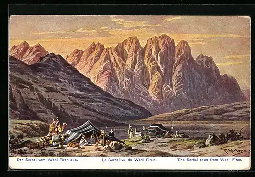 Künstler-AK Wadi Firan, Blick zum Serbal