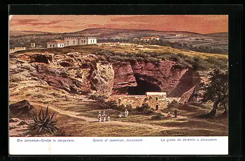 Künstler-AK Friedrich Perlberg: Jerusalem, Jeremias-Grotte