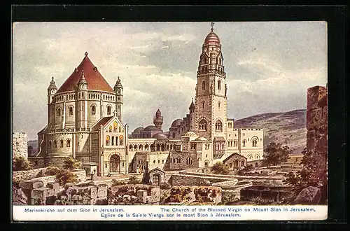 Künstler-AK Friedrich Perlberg: Jerusalem, Eglise de la Sainte Vierge sur le mont Sion