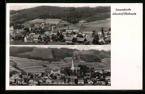 AK Wehrsdorf /Oberlausitz, Ortsansicht mit Kirche