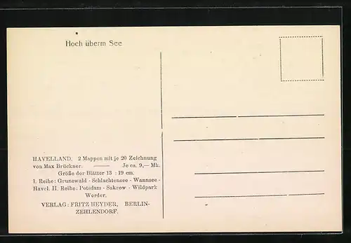 Künstler-AK Berlin-Zehlendorf, Hoch überm See