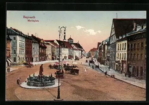 AK Bayreuth, Marktplatz mit Marktbetrieb