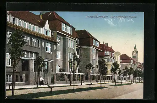 AK Wilhelmshaven, Prinz Heinrich-Strasse mit Kirche