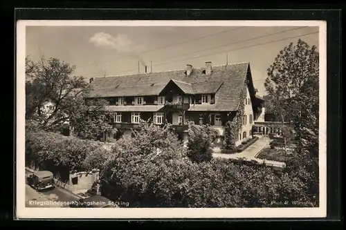 AK Söcking bei Starnberg, Kriegsblindenerholungsheim Söcking aus der Vogelschau