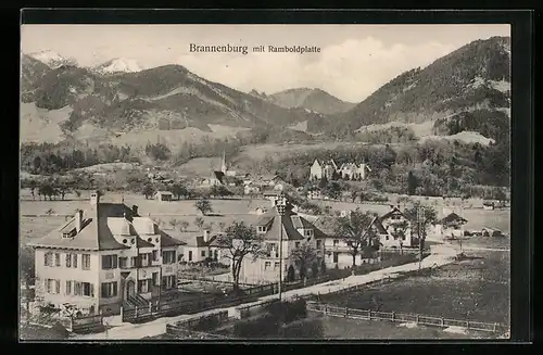 AK Brannenburg, Ortspartie mit Ramboldplatte, Villen