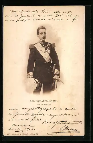 AK König Alfonso XIII. in Paradeuniform mit Orden
