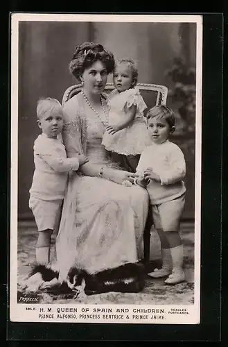 AK König von Spanien mit ihren Kindern Alfonso, Beatrice und Jaime