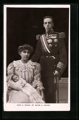 AK King and Queen of Spain with Infant