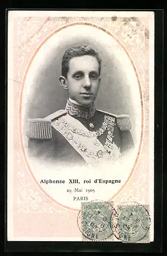 AK Paris, Alphonse XIII, Roi d`Espagne 1905