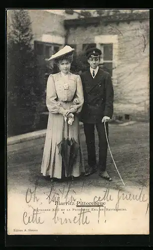 AK Biarritz, Alphonse XIII et la Princesse Ena de Battenberg