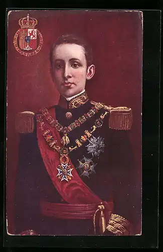 AK Portrait König Alfons XIII. von Spanien in Uniform