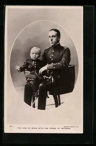 AK The King of Spain with the Prince of Asturias