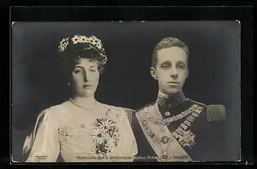 AK Prinzessin Ena von Battenberg - König Alfons XIII von Spanien