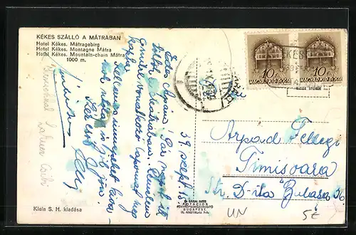 AK Mátra-Gebirge, Hotel Kékes mit Autos