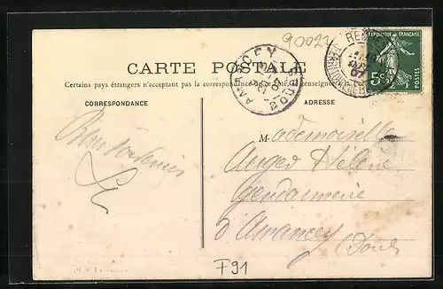 AK Courcelles, Ortsansicht mit Kirche