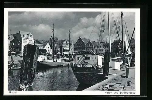 AK Husum, Hafen und Schiffbrücke