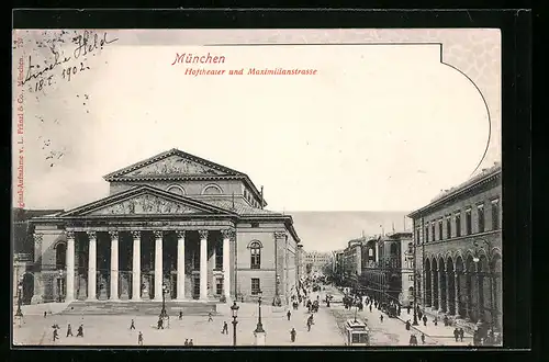 AK München, das Hoftheater und Blick in die Maximilianstrasse