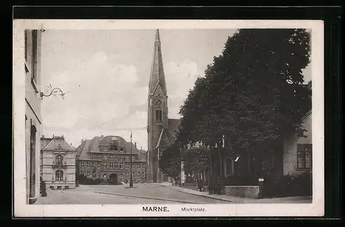 AK Marne, die Kirche auf dem Marktplatz