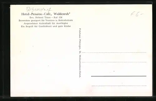 AK Albersdorf, Hotel Pension Cafe Waldesruh, in den Gasträumen, an der Bar, im Saal