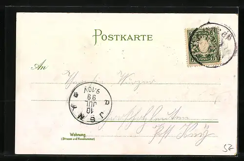 Lithographie München, Marienplatz mit Rathaus