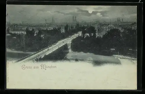 Mondschein-AK München, Panorama