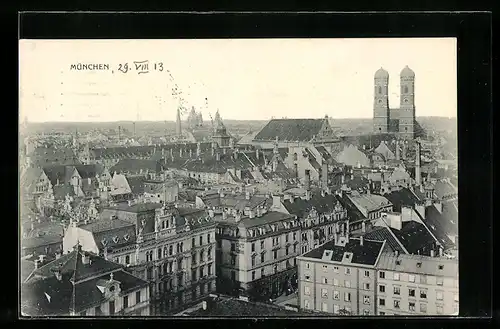 AK München, Panorama mit Frauenkirche
