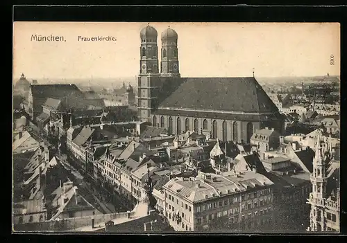 AK München, Blick auf die Frauenkirche