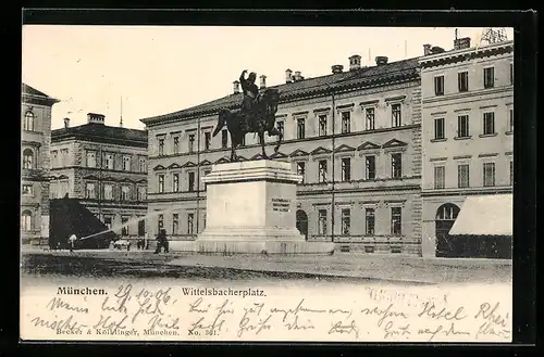 AK München, Maximilian Denkmal auf dem Wittelsbacherplatz