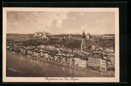 AK Burghausen am Inn, Generalansicht der Stadt mit Blick auf die Kirche
