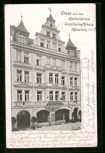 AK München, Kathol. Gesellschaftshaus, Brunnstr. 7