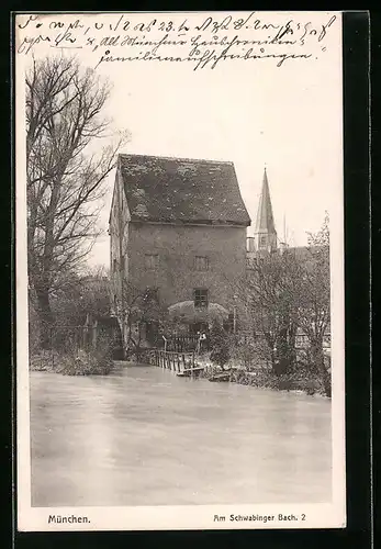 AK München, Am Schwabinger Bach