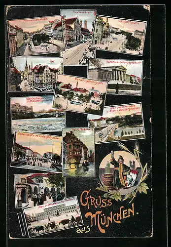 AK München, Promenadenplatz, Neuhauserstrasse, Kgl. Hofbräuhaus