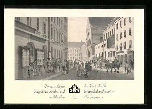 AK München, Der erste Laden des Jakob Roeckl, Handschuhmachermeister, Kaufinger Strasse