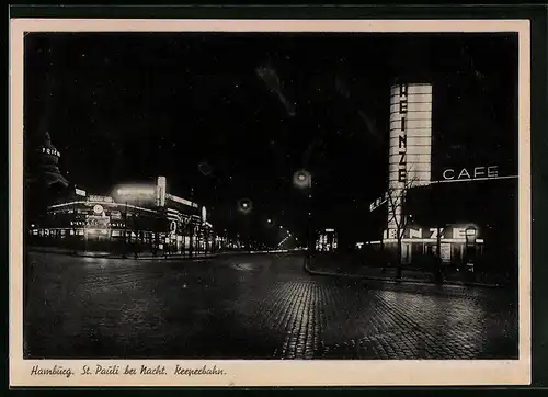 AK Hamburg-St. Pauli, Die Reeperbahn bei Nacht